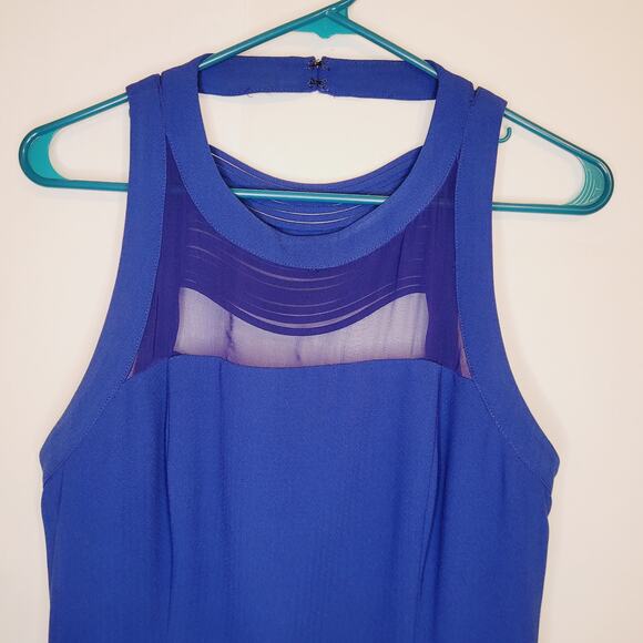 Adelyn Rae Blue Wrap Sleeveless Lattice Back Mini Dress Size Medium - Picture 4 of 11